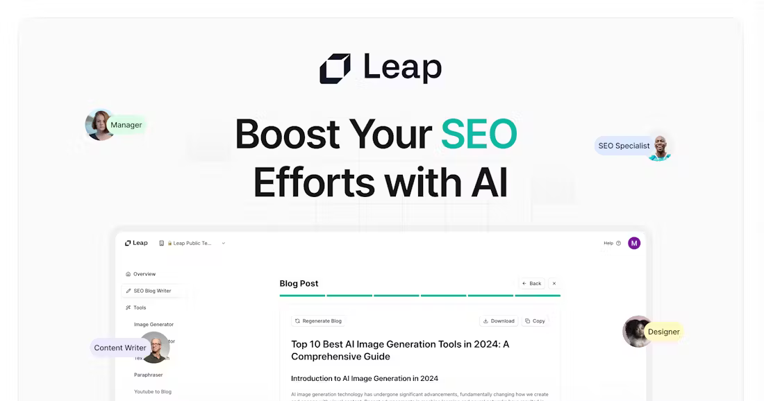 Leap AI SEO Product Snapshot