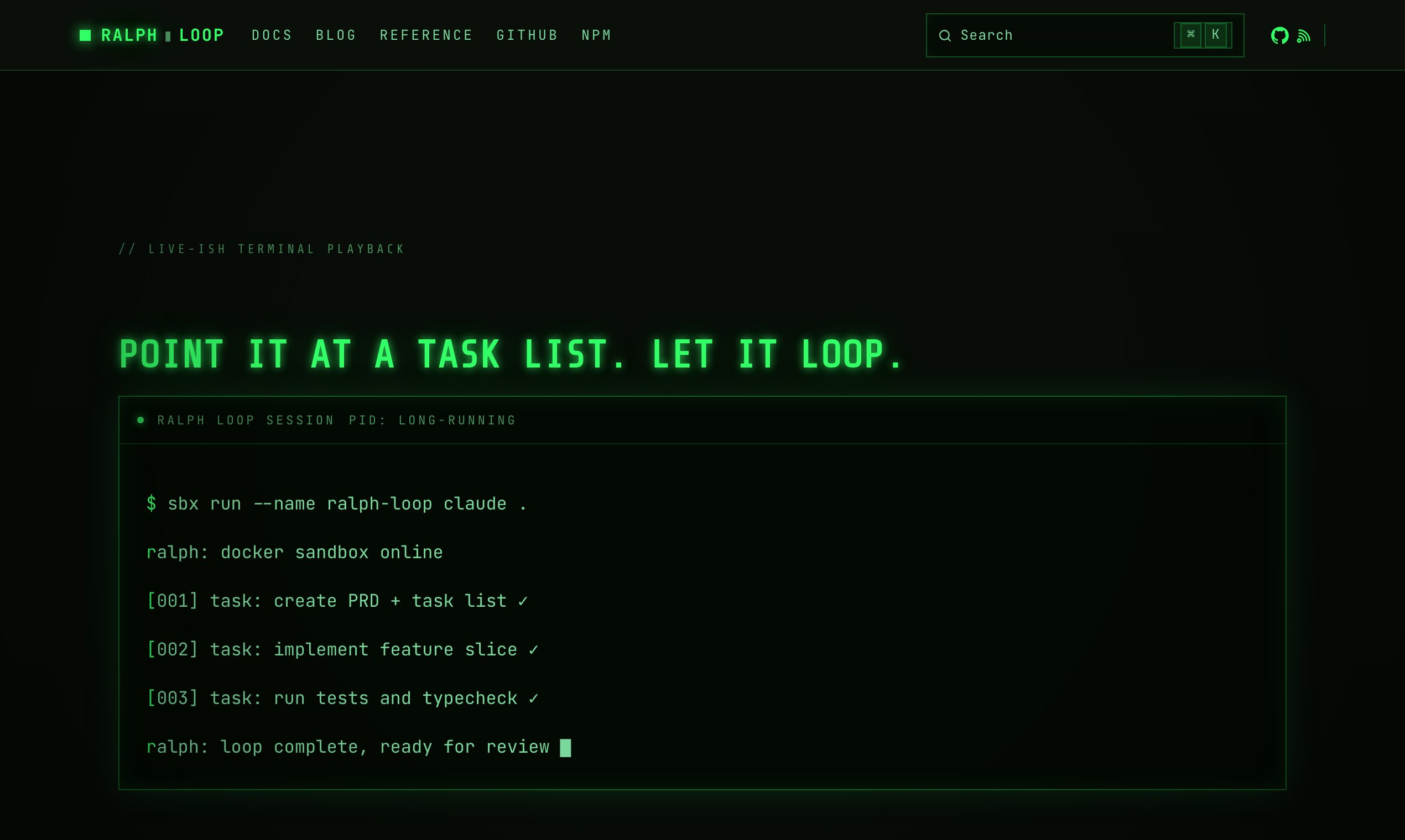 Ralph Loop Product Snapshot