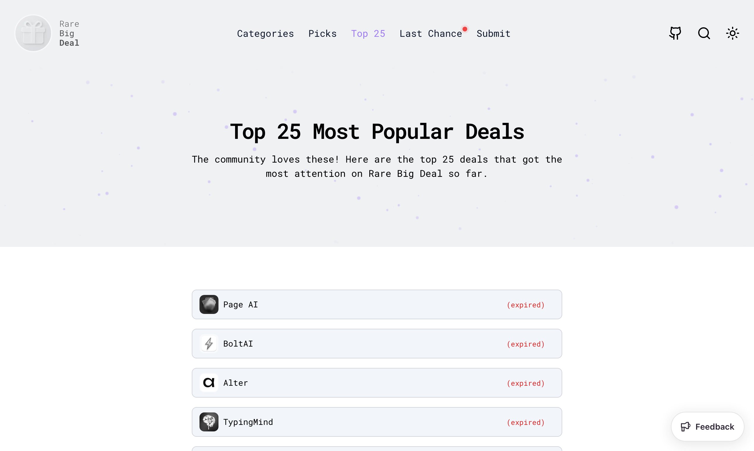 Rare Big Deal Product Snapshot