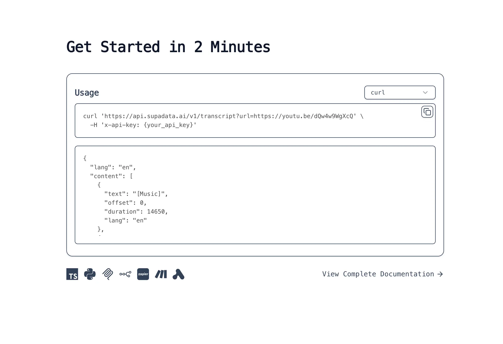 Supadata Product Snapshot
